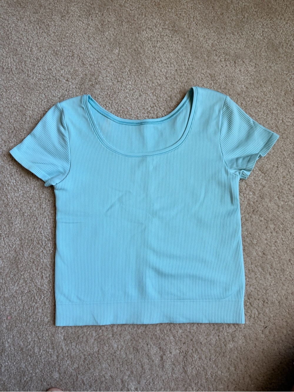 Athleta Ribbed Scoop Neck Short Sleeve Top - Aqua